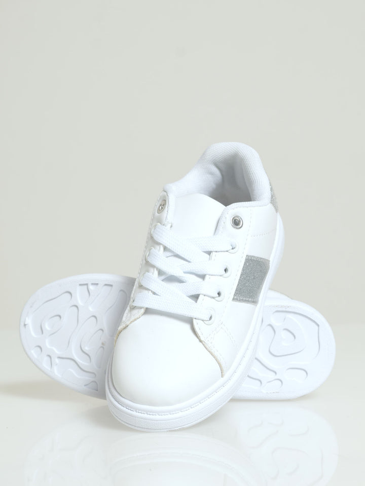 Girls Silver Sneaker - White