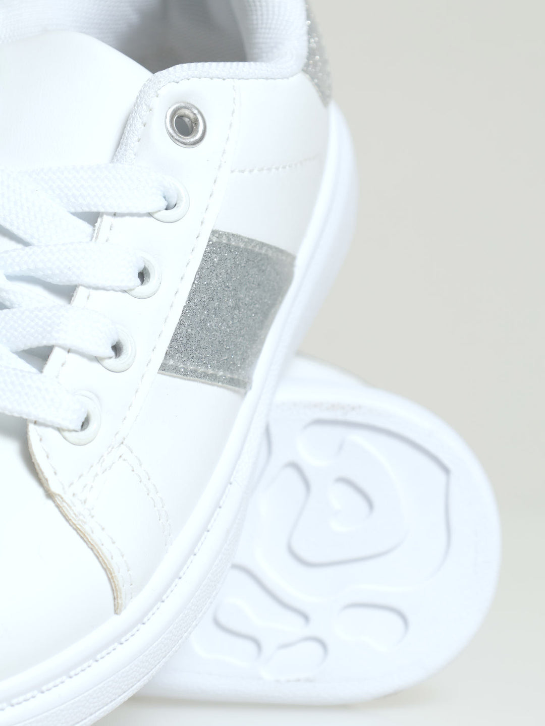 Girls Silver Sneaker - White