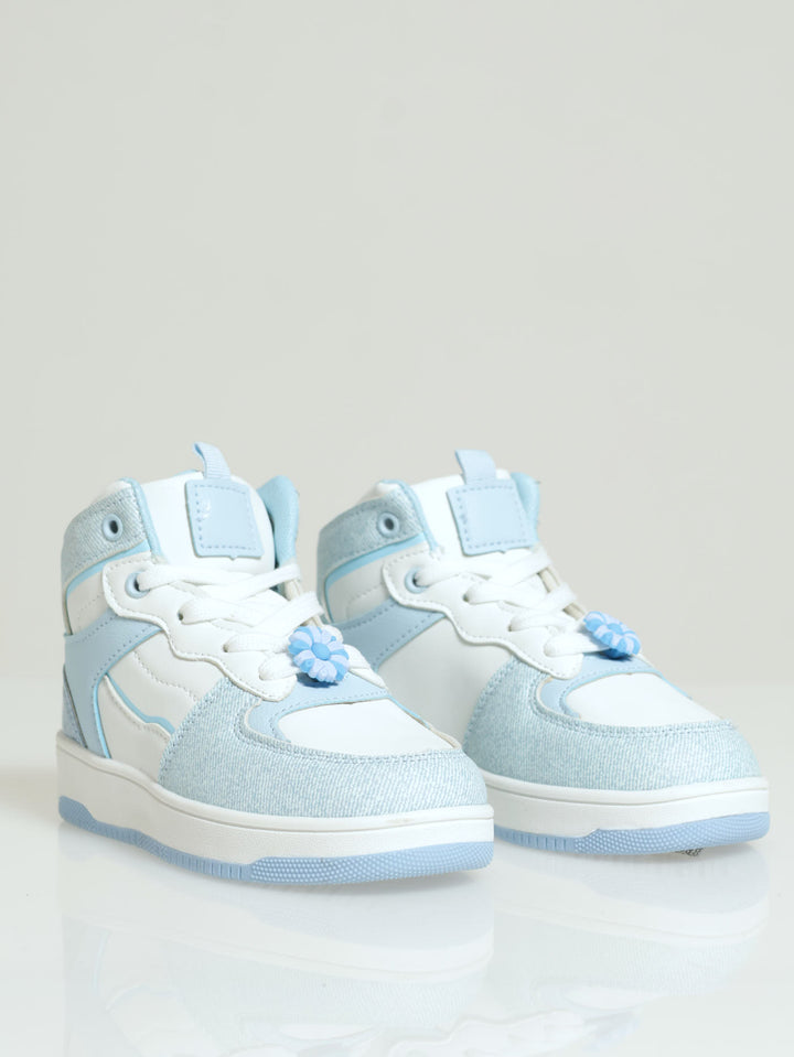 Pre-Girls Pu Hi-Top Sneaker - Denim