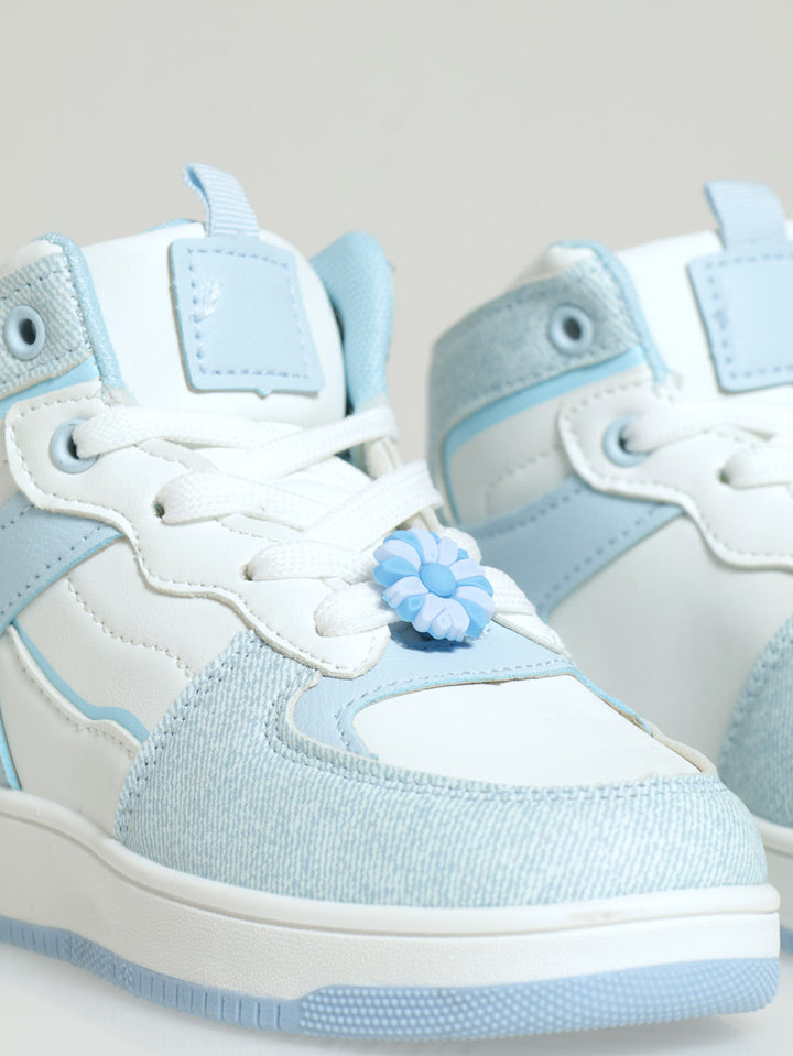 Pre-Girls Pu Hi-Top Sneaker - Denim