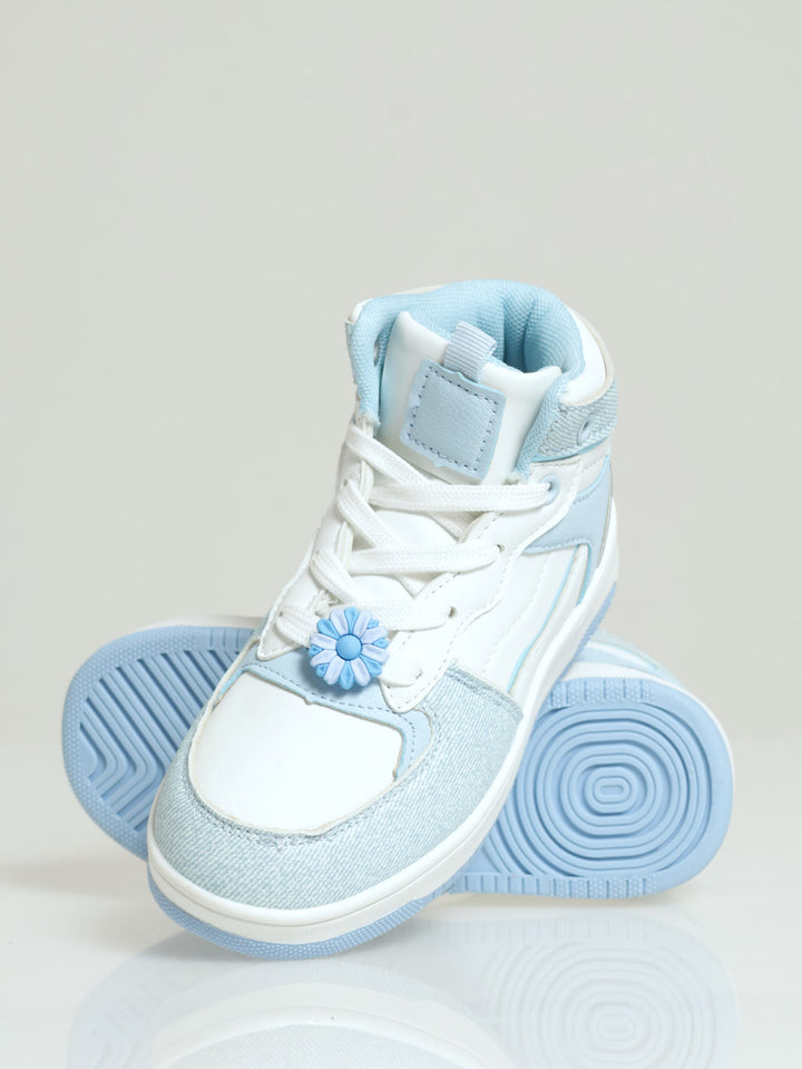 Pre-Girls Pu Hi-Top Sneaker - Denim