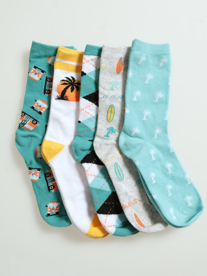 Boys 5 Pack Summer Happy Anklet Socks - Black