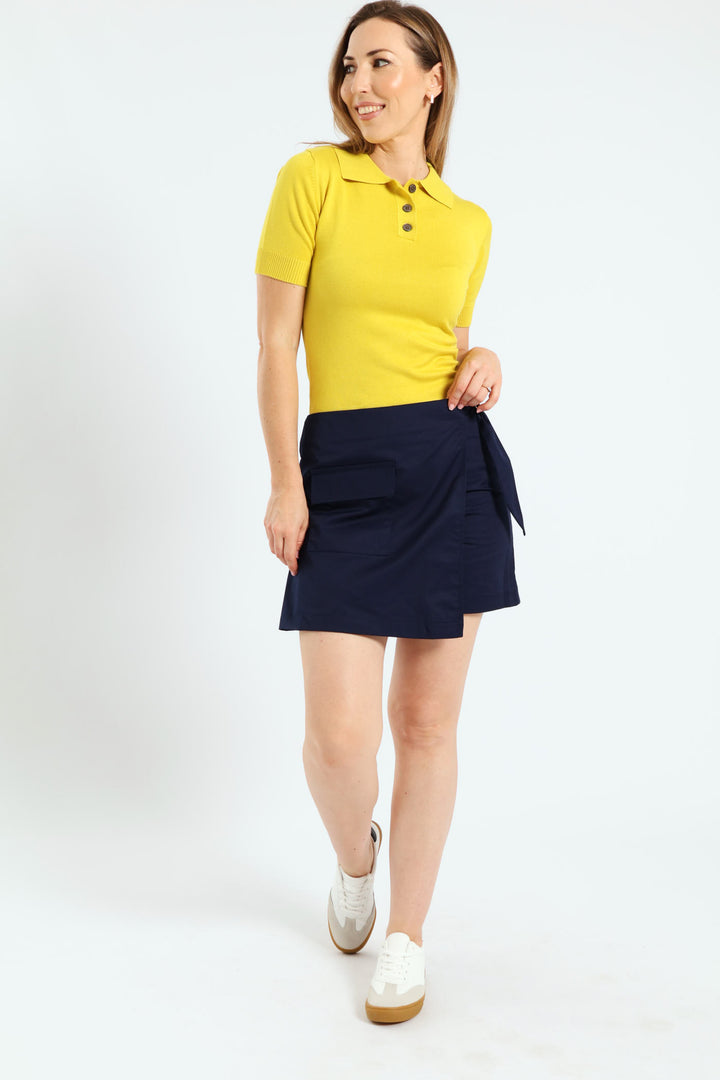 D-Ring Utility Mid Thigh Skort - Navy