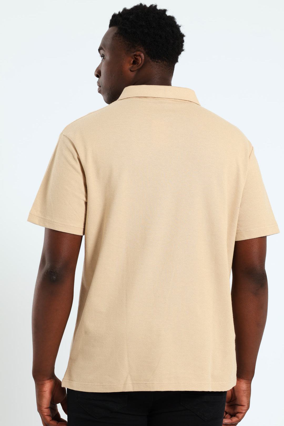 Stitch Waffle Zip Golfer - Stone