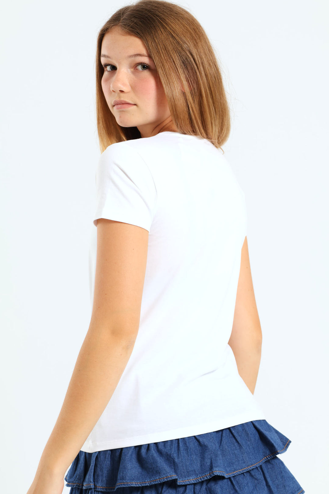 Girls Branded Short Sleeve T-Shirt - White