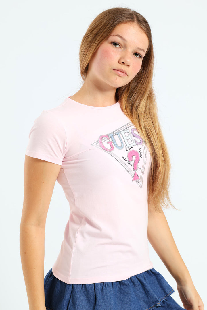 Girls Branded Short Sleeve T-Shirt - Pink
