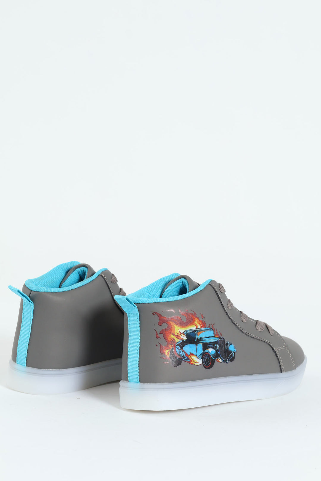 Pre-Boys Car Light-Up High-Top Sneaker - Charcoal