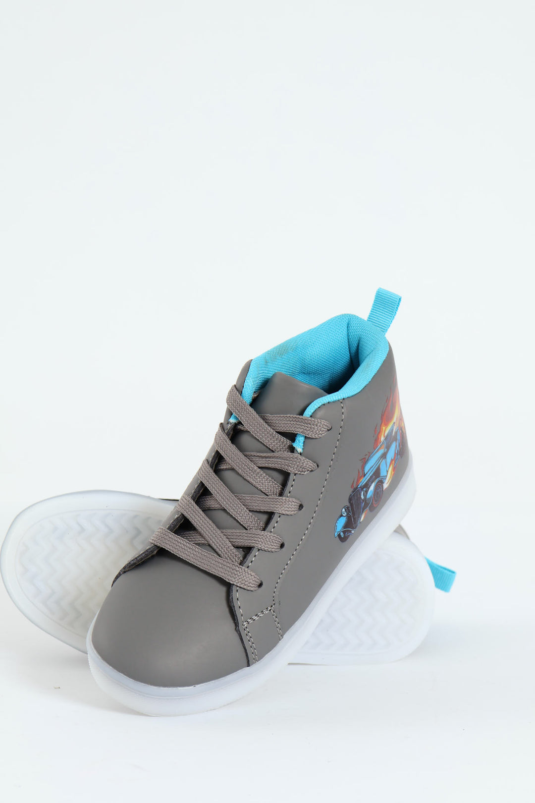 Pre-Boys Car Light-Up High-Top Sneaker - Charcoal