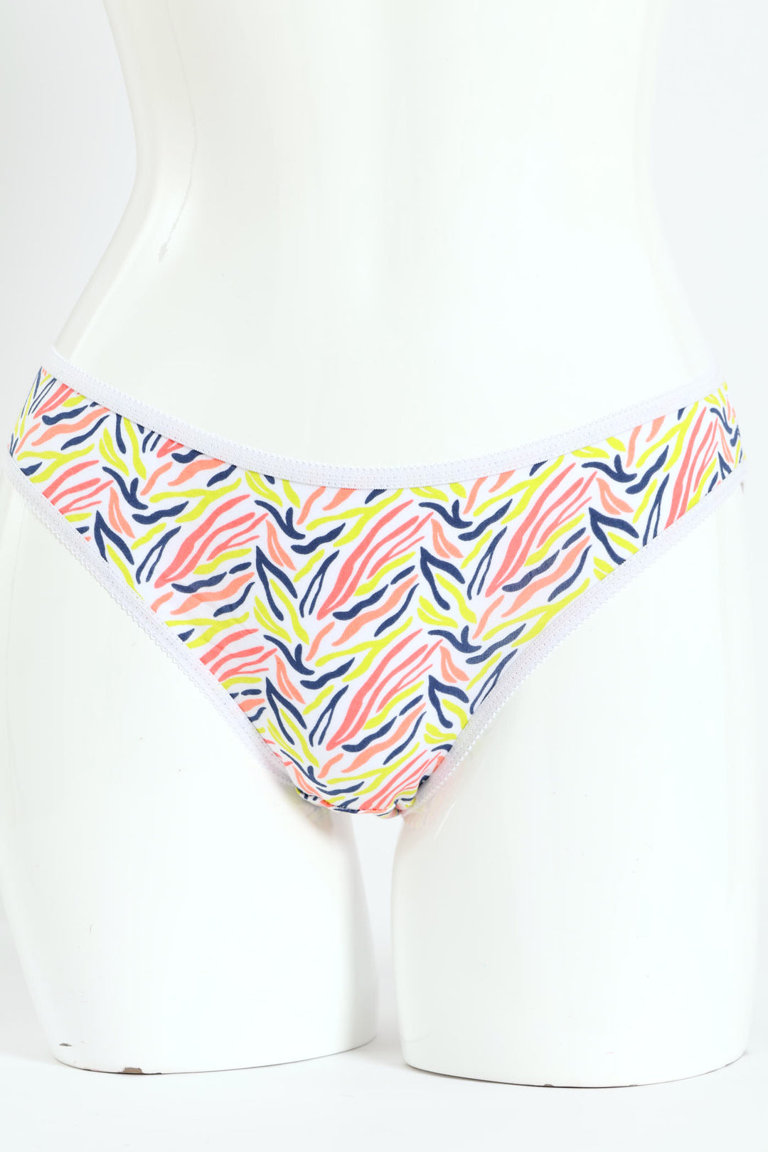 5 Pack Cotton Stretch Bikini Panties - Zebra/Grey Melange/Light Blue