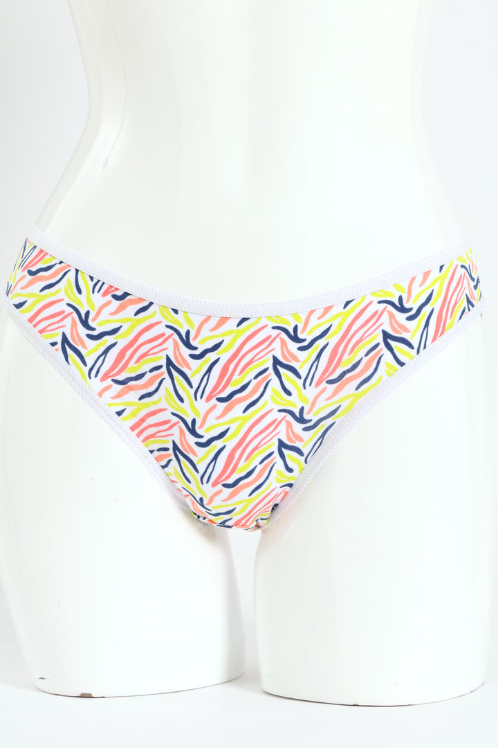 5 Pack Cotton Stretch Bikini Panties - Zebra/Grey Melange/Light Blue