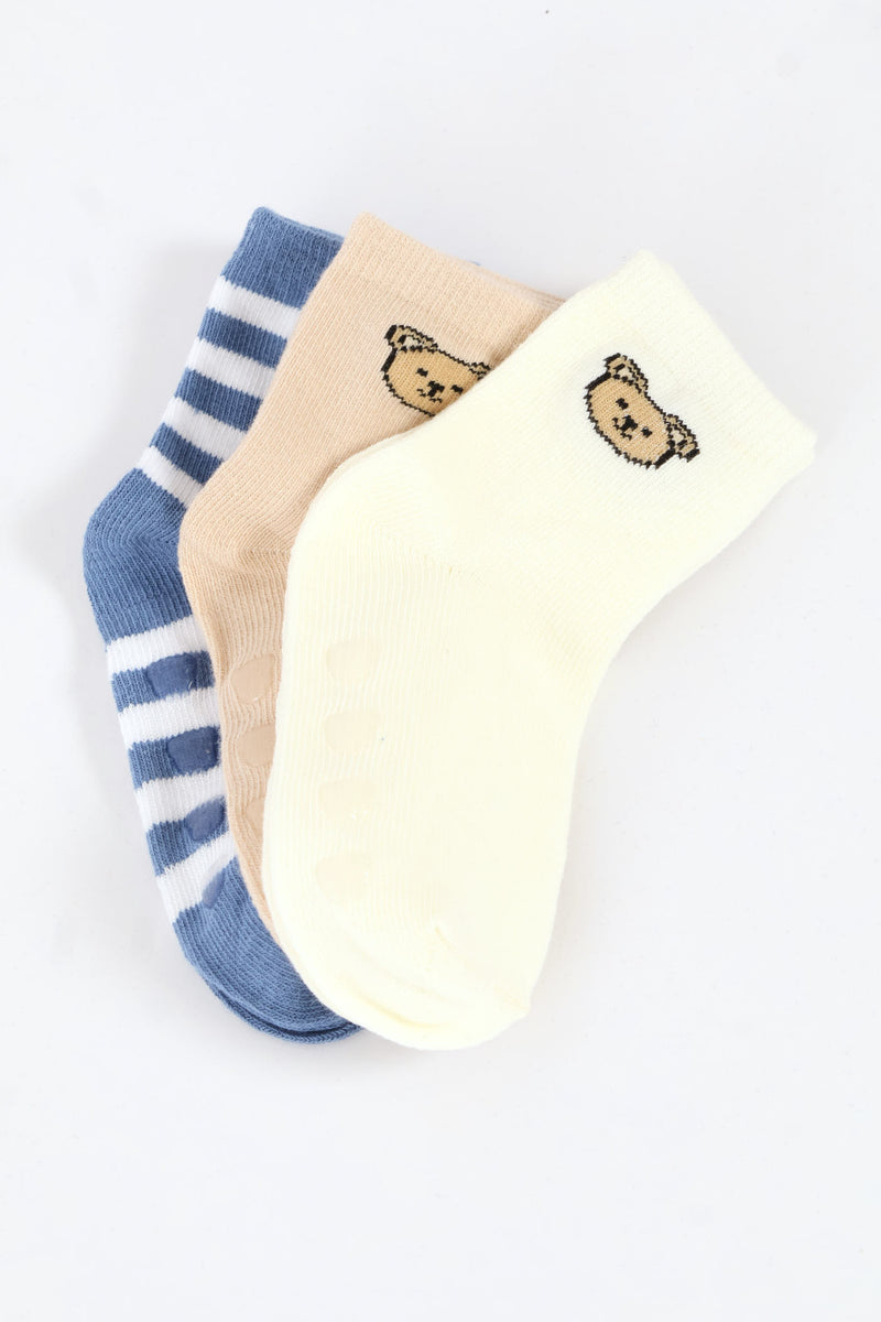 Baby Boys 3 Pack Stripe Cotton Socks