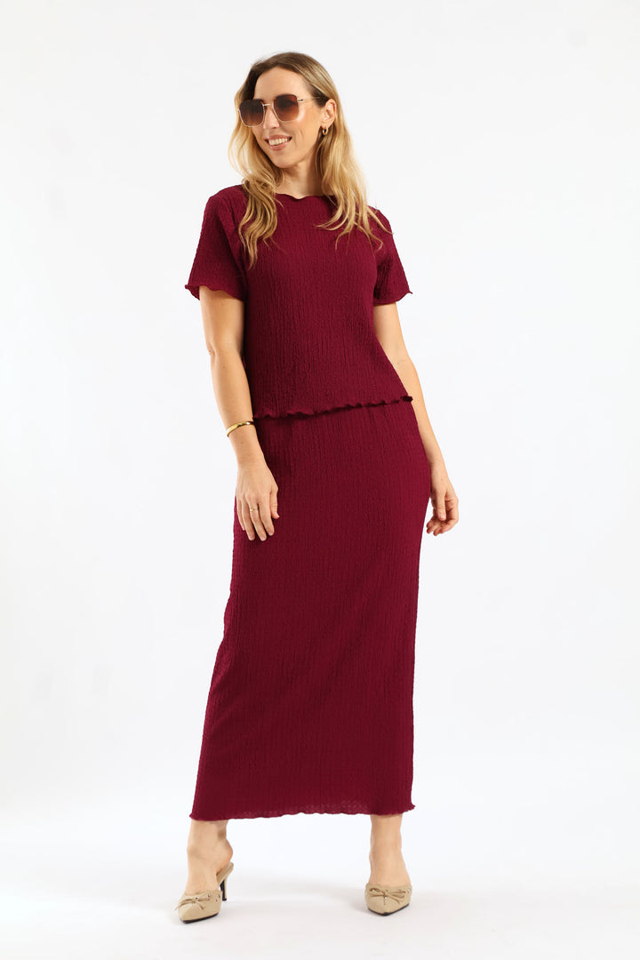 Short Sleeve Crinkle Tee - Magenta