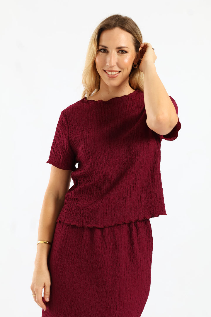 Short Sleeve Crinkle Tee - Magenta