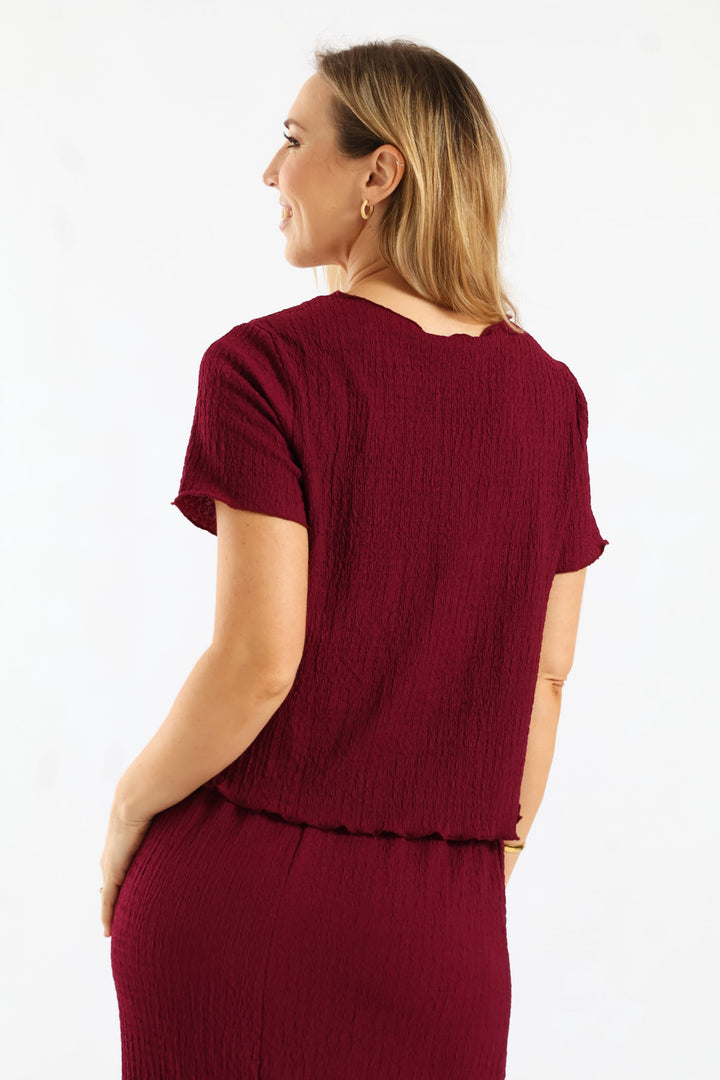 Short Sleeve Crinkle Tee - Magenta