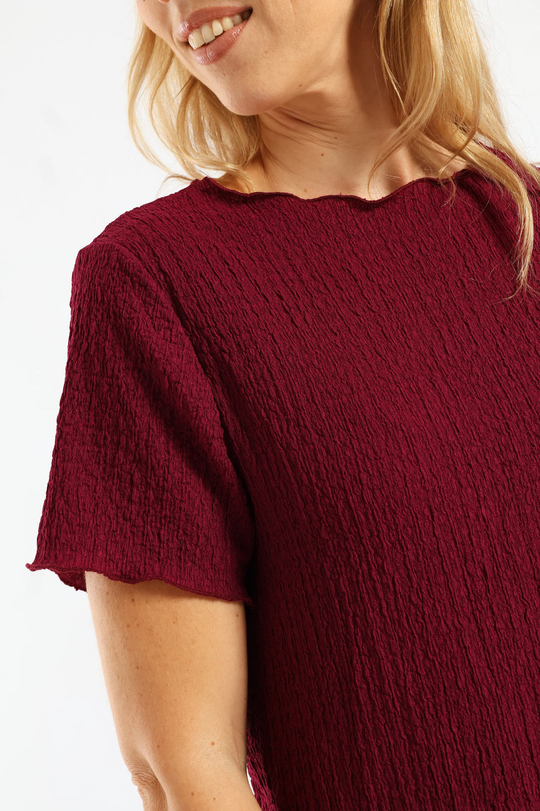 Short Sleeve Crinkle Tee - Magenta