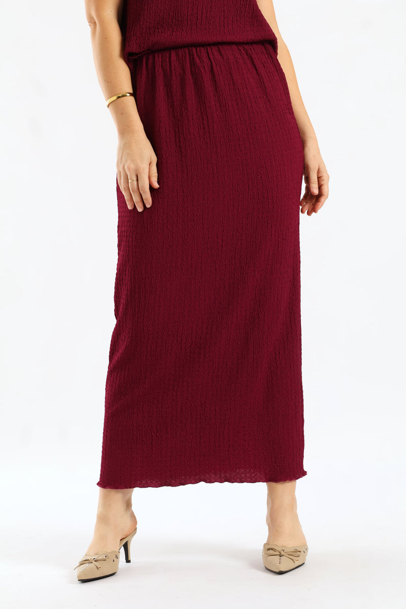 Pullon Crinkle Midaxi Skirt - Magenta