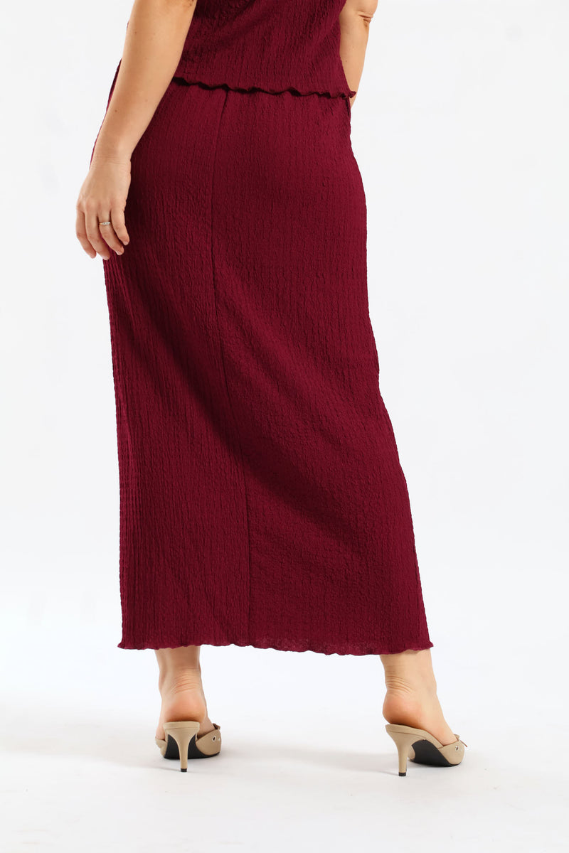 Pullon Crinkle Midaxi Skirt - Magenta