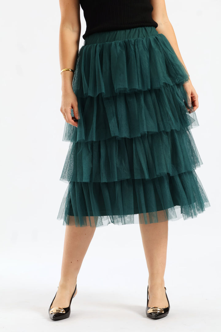 Rara Tiered Midi Skirt - Emerald