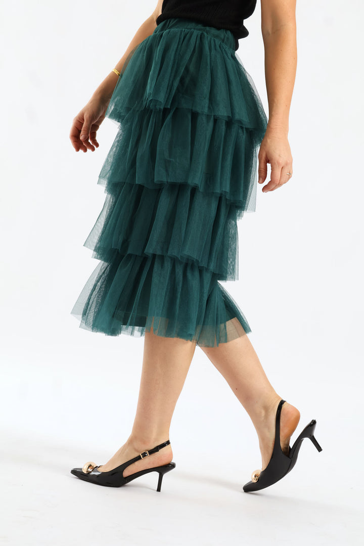 Rara Tiered Midi Skirt - Emerald