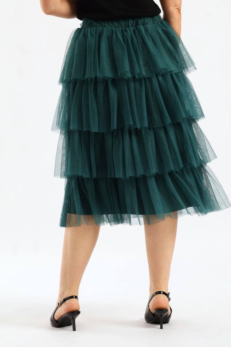 Rara Tiered Midi Skirt - Emerald