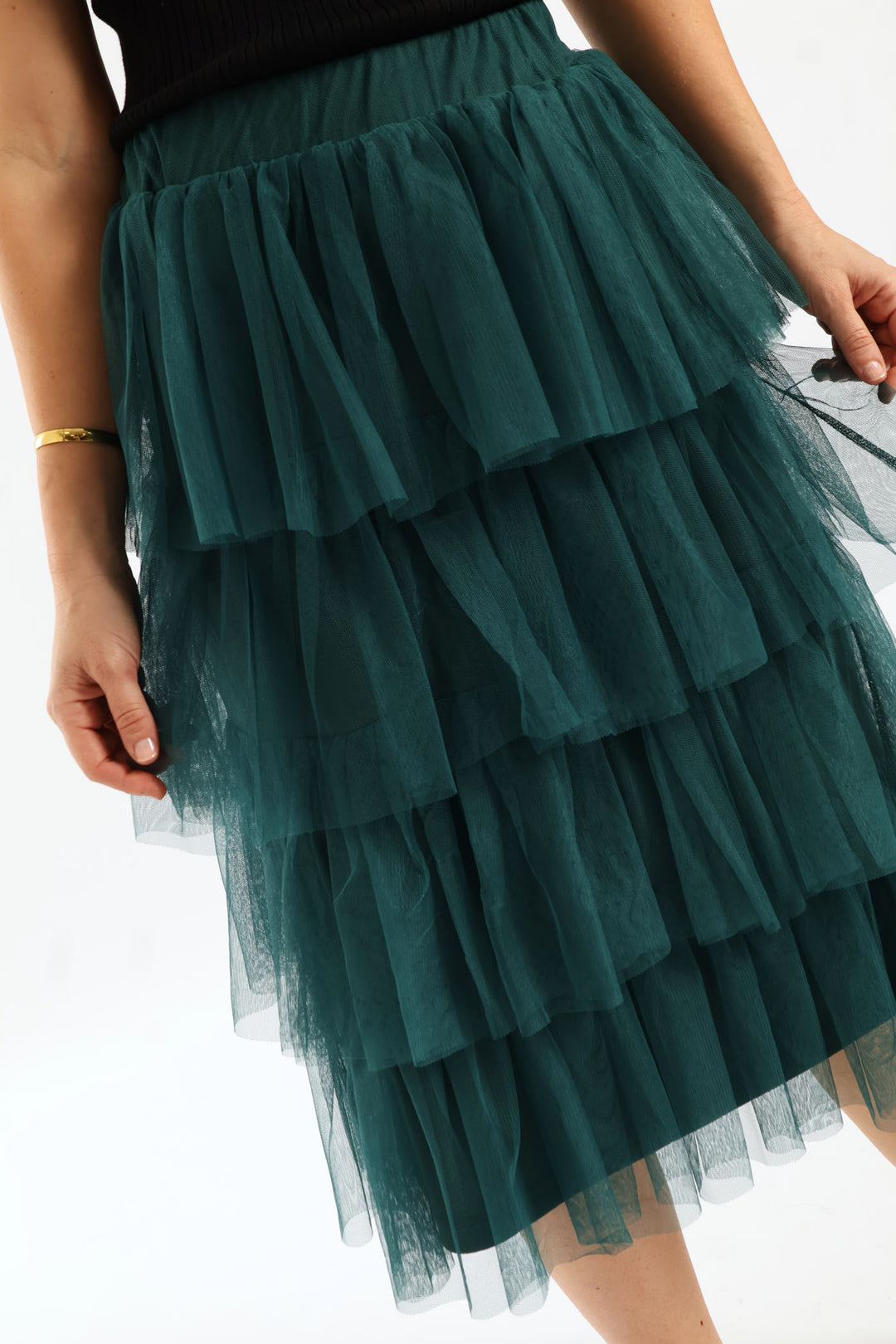 Rara Tiered Midi Skirt - Emerald
