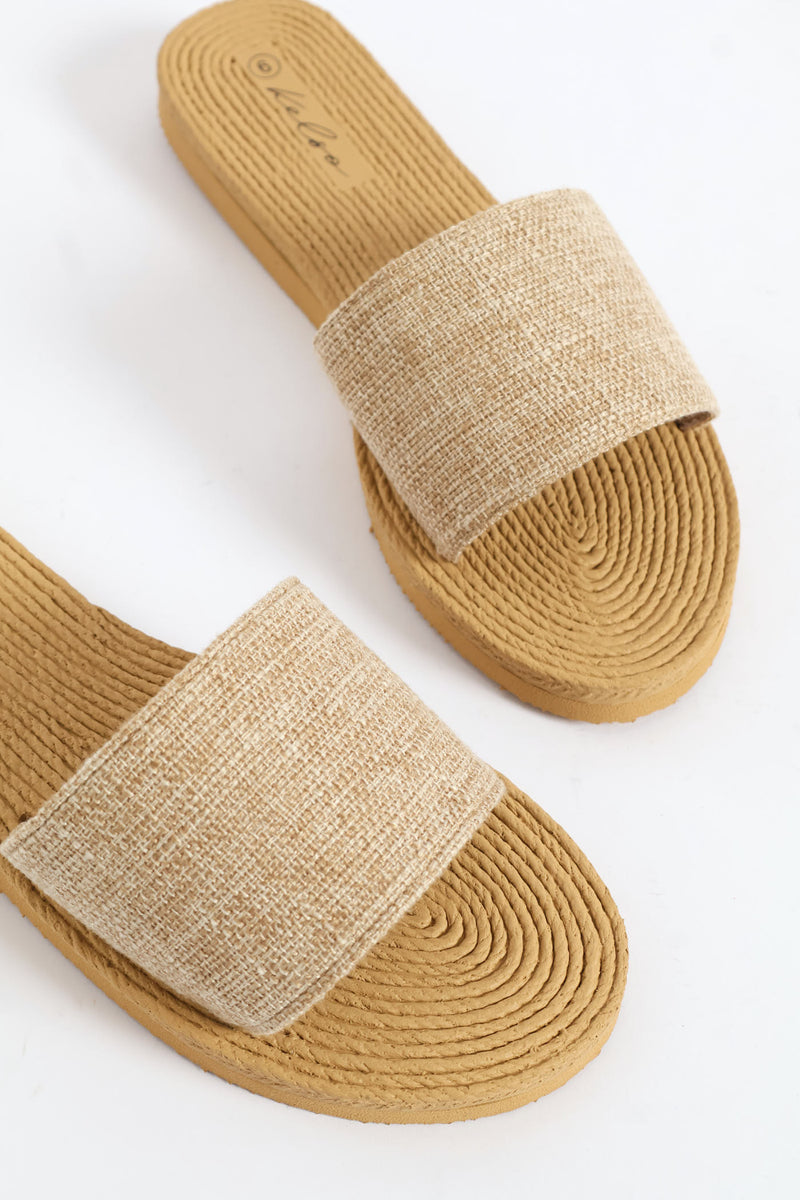 Plain Single Band Mule Sandal - Taupe