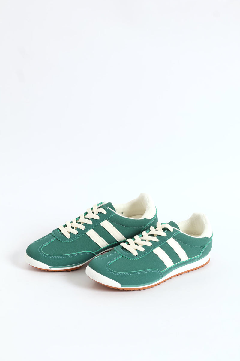 Retro Lace Up Sneaker - Forest Green