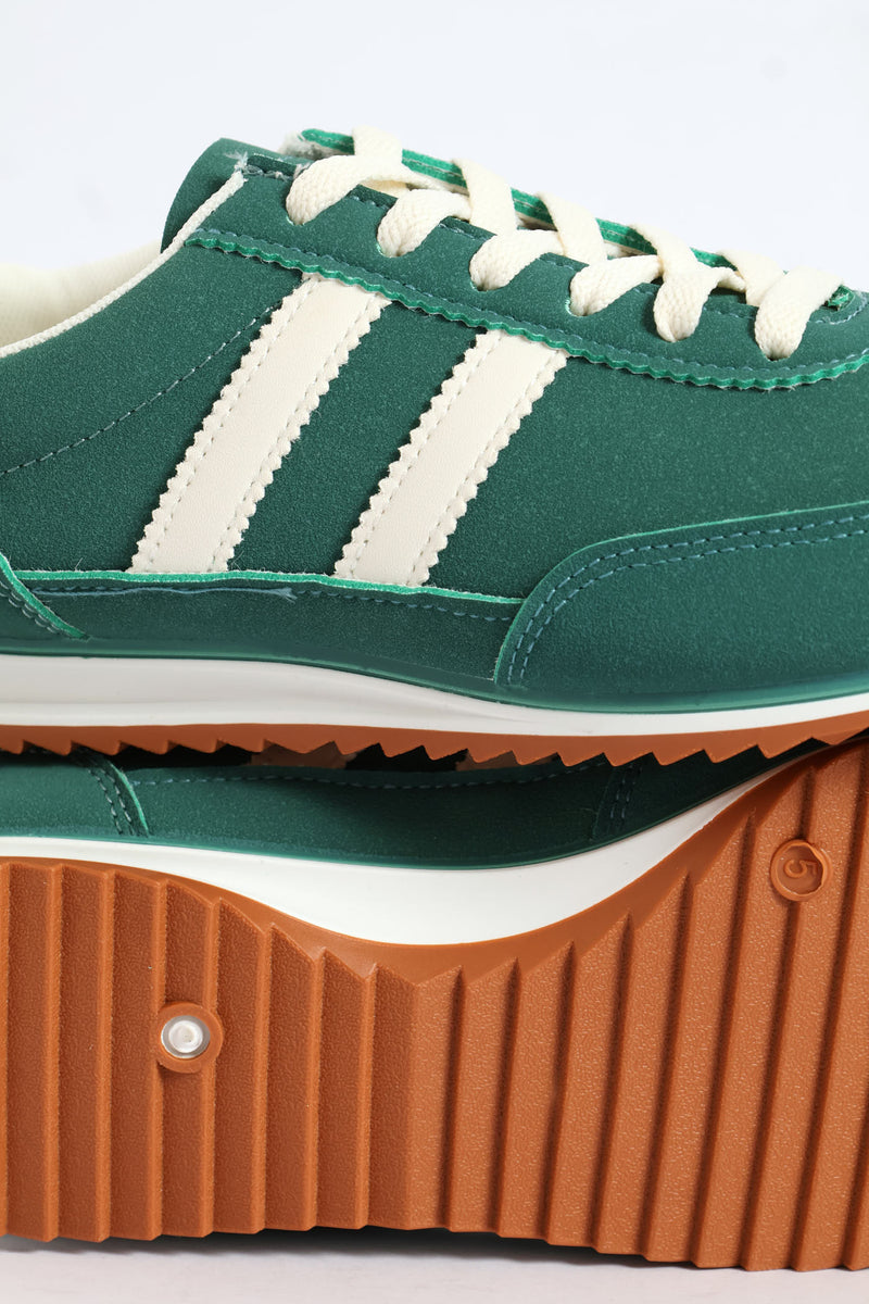 Retro Lace Up Sneaker - Forest Green