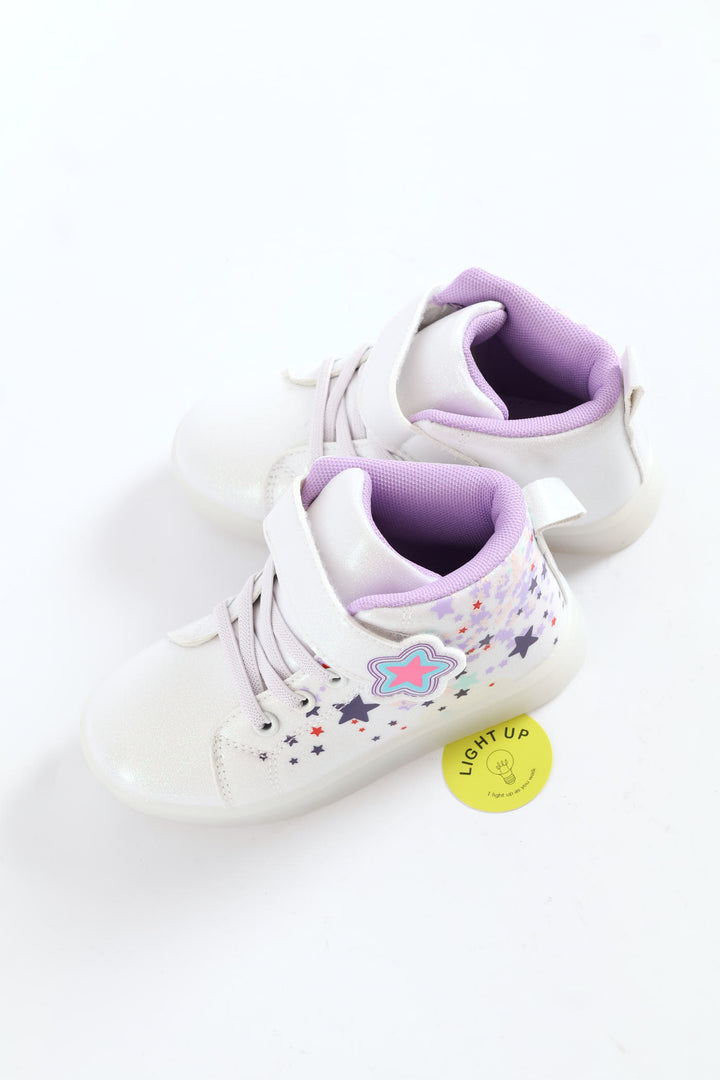 Pre-Girls Star Light Up Hitop Sneaker - White