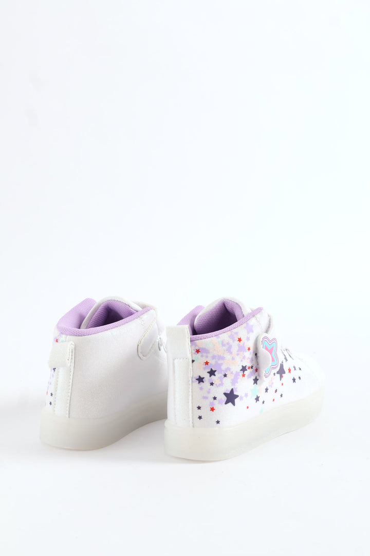 Pre-Girls Star Light Up Hitop Sneaker - White
