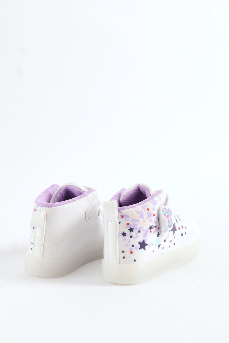 Pre-Girls Star Light Up Hitop Sneaker - White