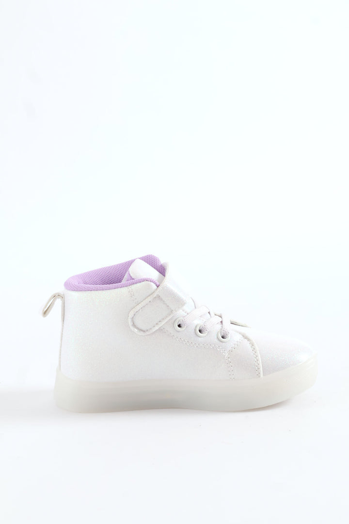 Pre-Girls Star Light Up Hitop Sneaker - White
