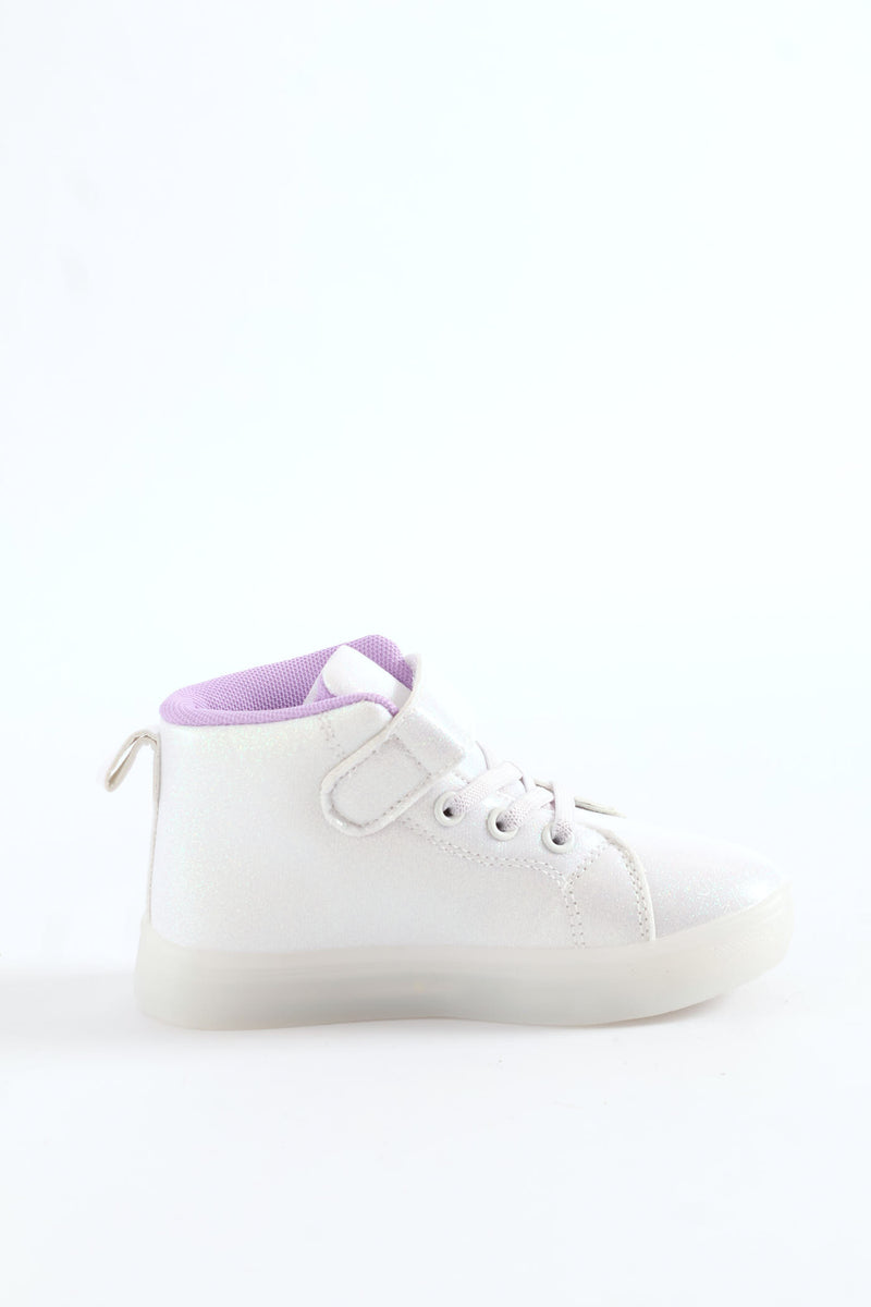 Pre-Girls Star Light Up Hitop Sneaker - White