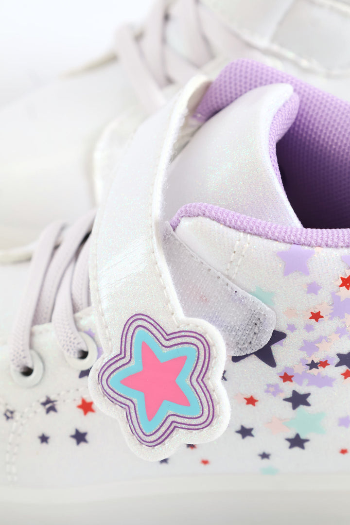 Pre-Girls Star Light Up Hitop Sneaker - White