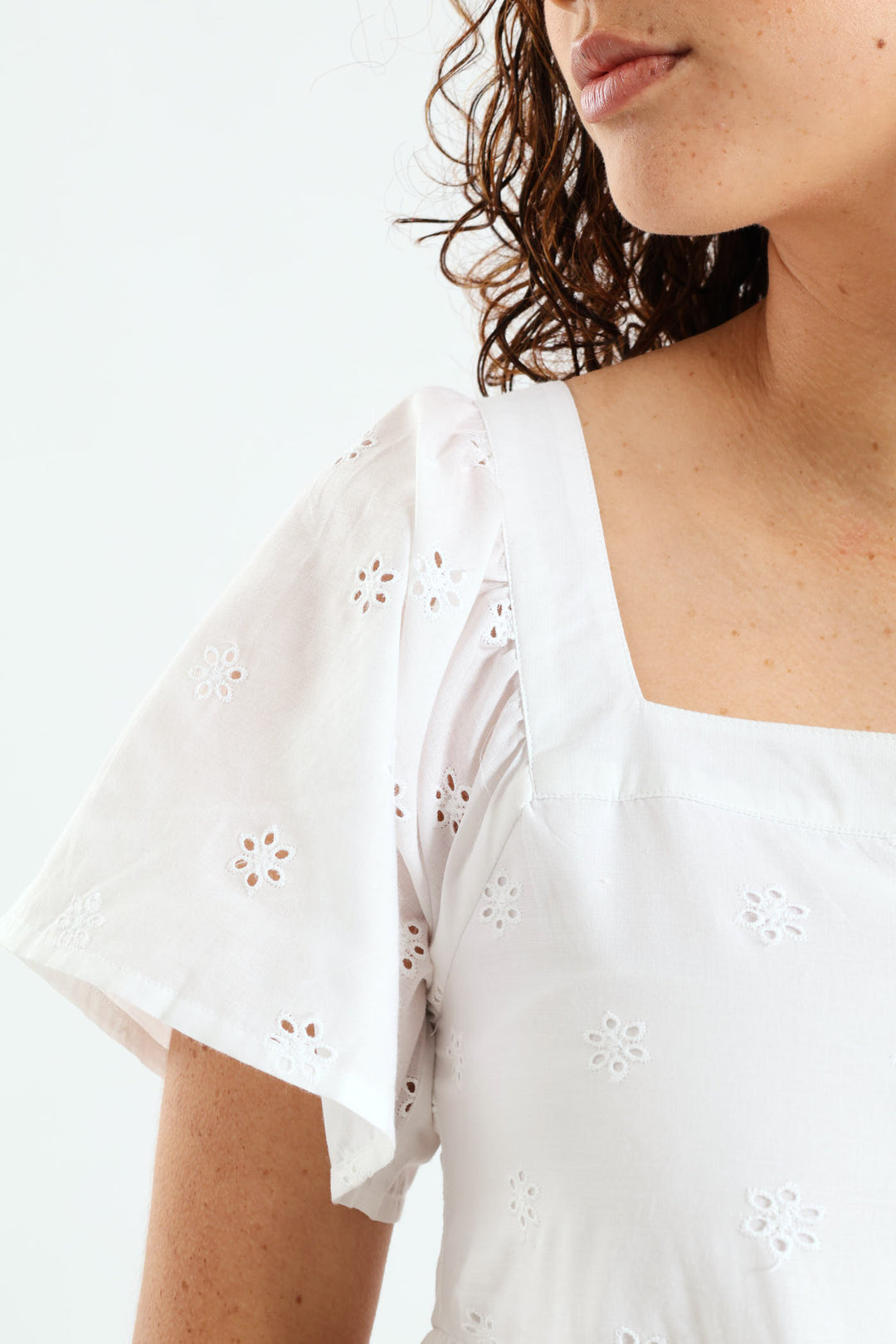 Anglaise Boxy Mini Dress - White