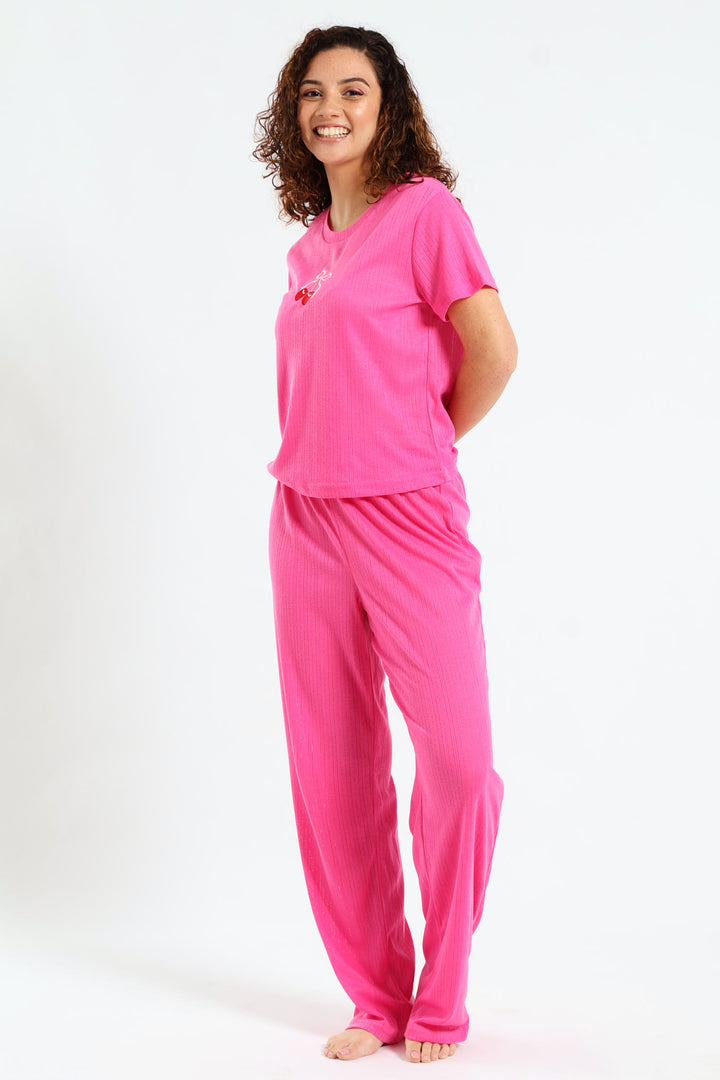Pointelle Tee - Pink
