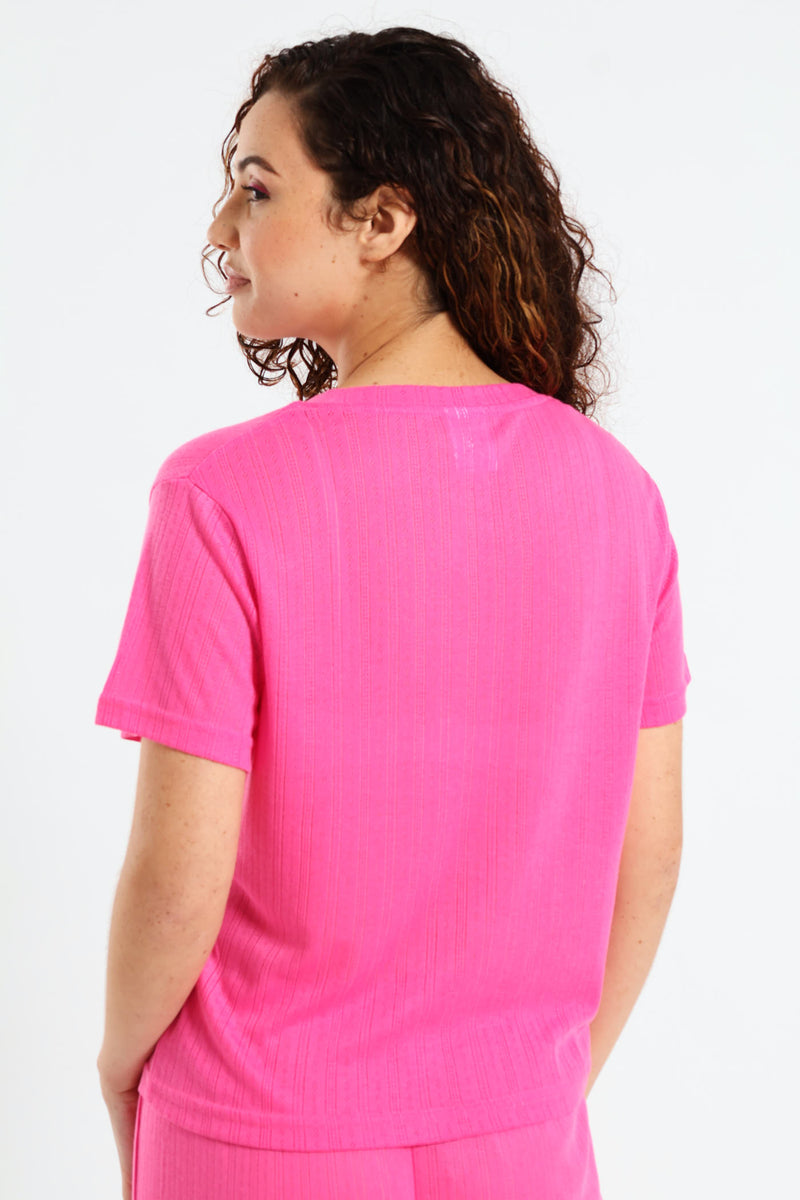 Pointelle Tee - Pink