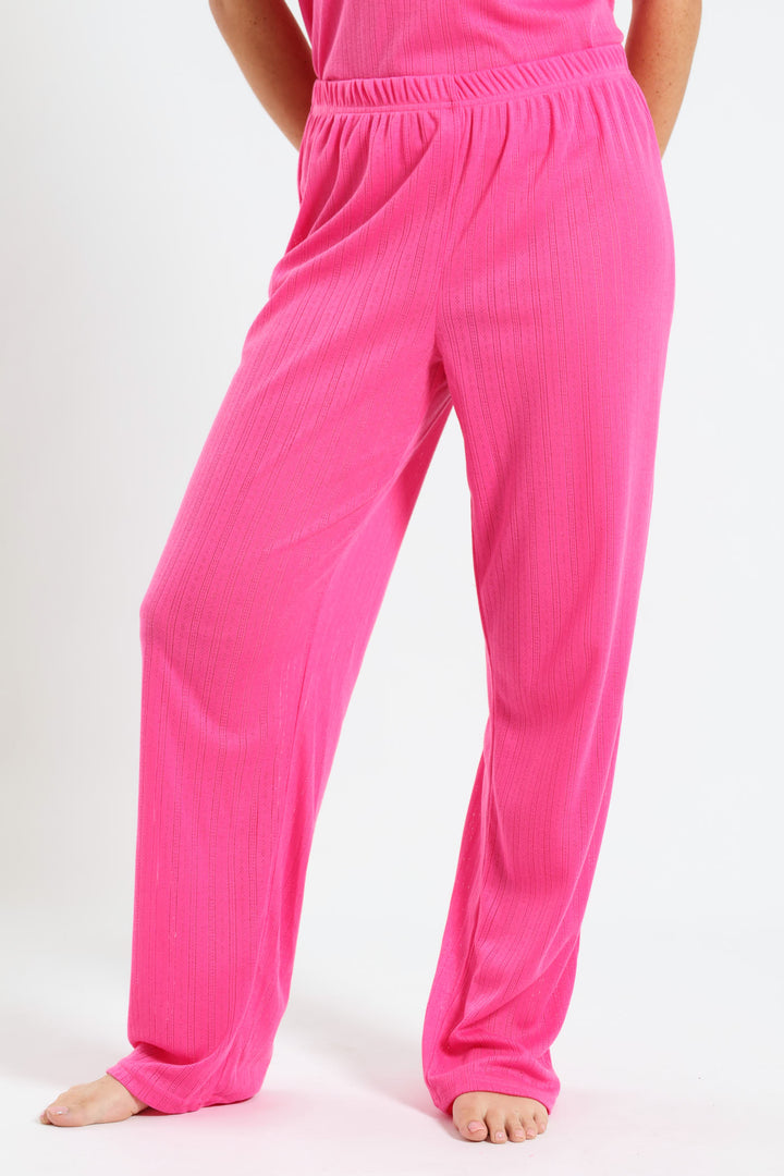 Straight Leg Pointelle Pant - Pink
