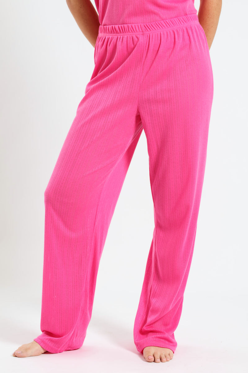 Straight Leg Pointelle Pant - Pink
