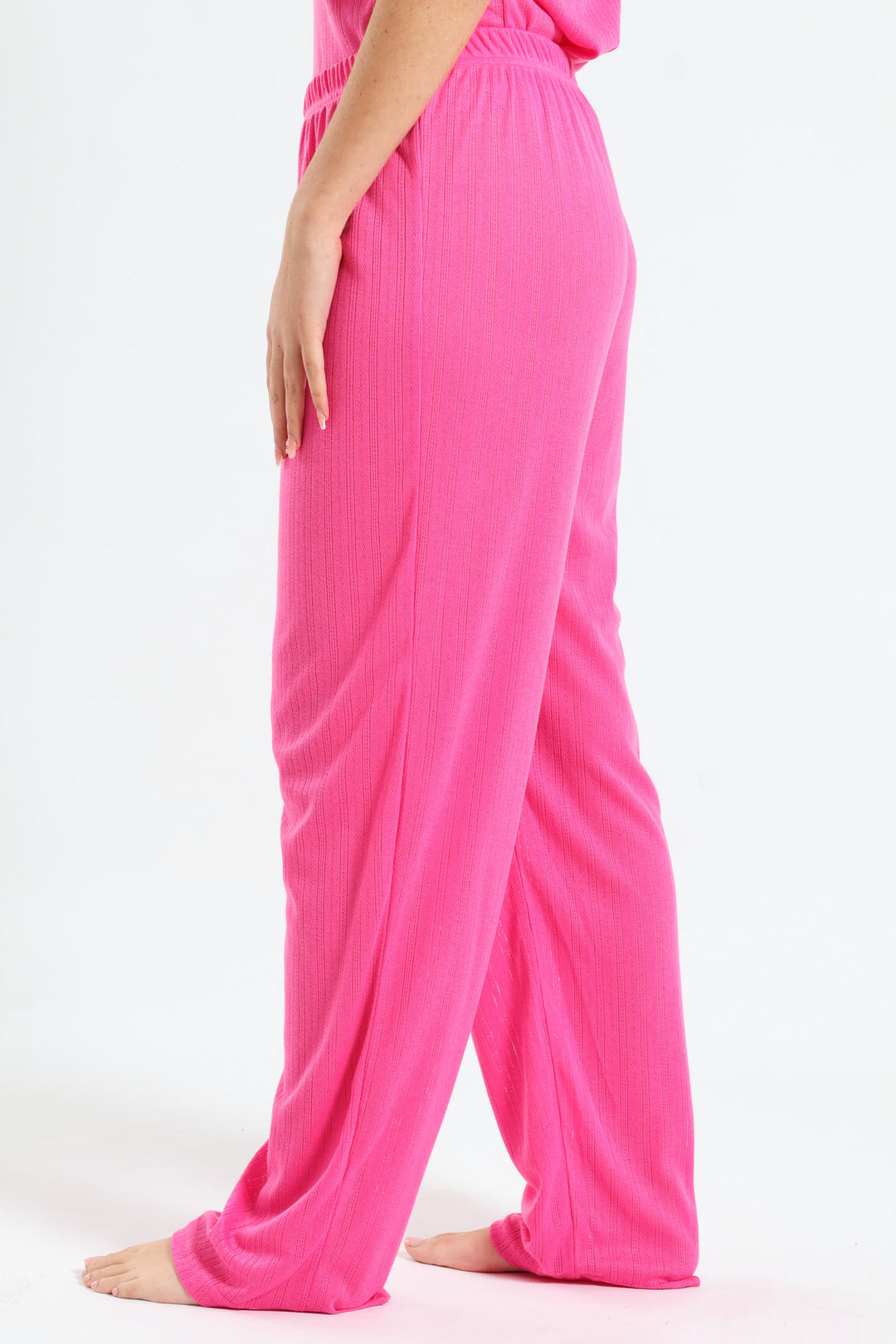 Straight Leg Pointelle Pant - Pink