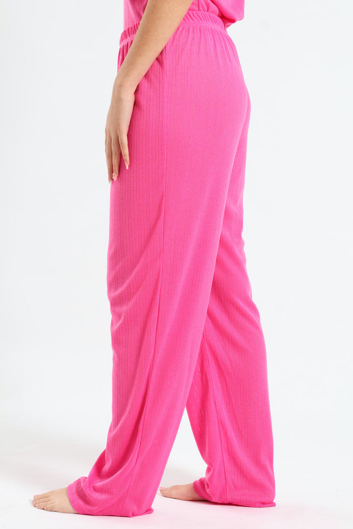 Straight Leg Pointelle Pant - Pink