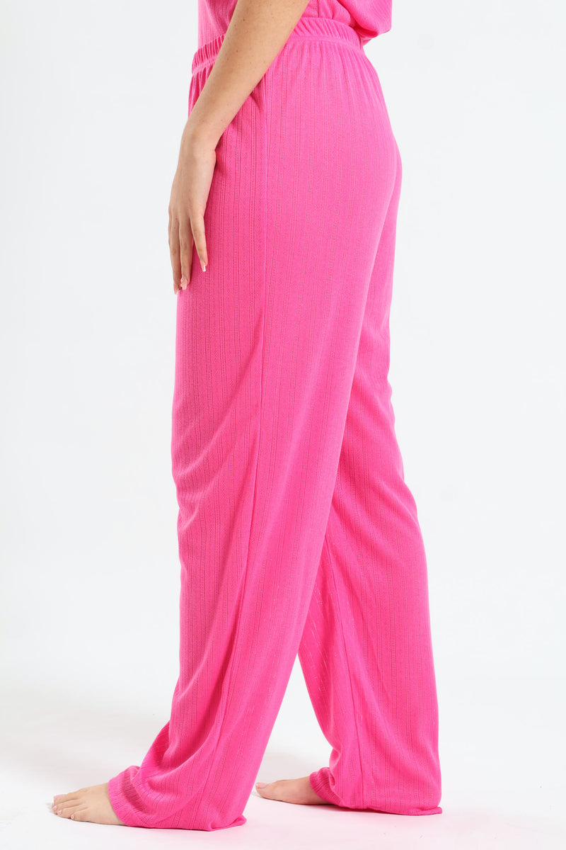 Straight Leg Pointelle Pant - Pink