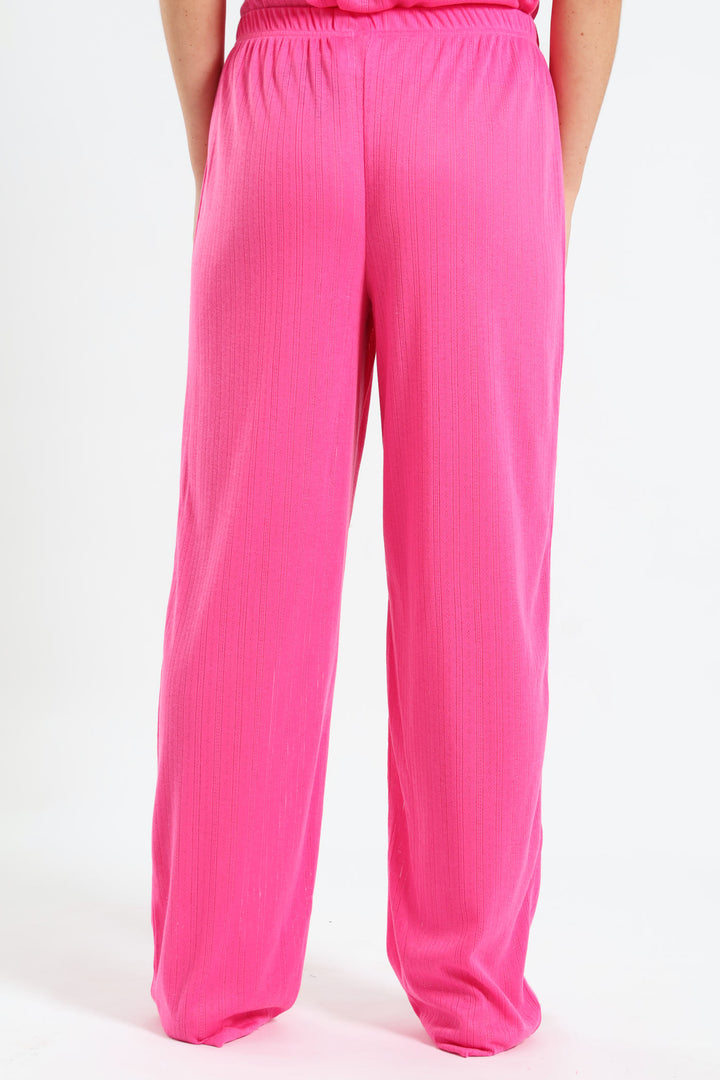 Straight Leg Pointelle Pant - Pink