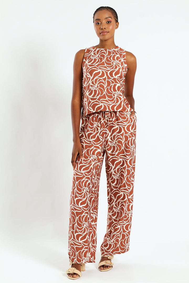 Side Slit Shell Tank - Rust/Cream