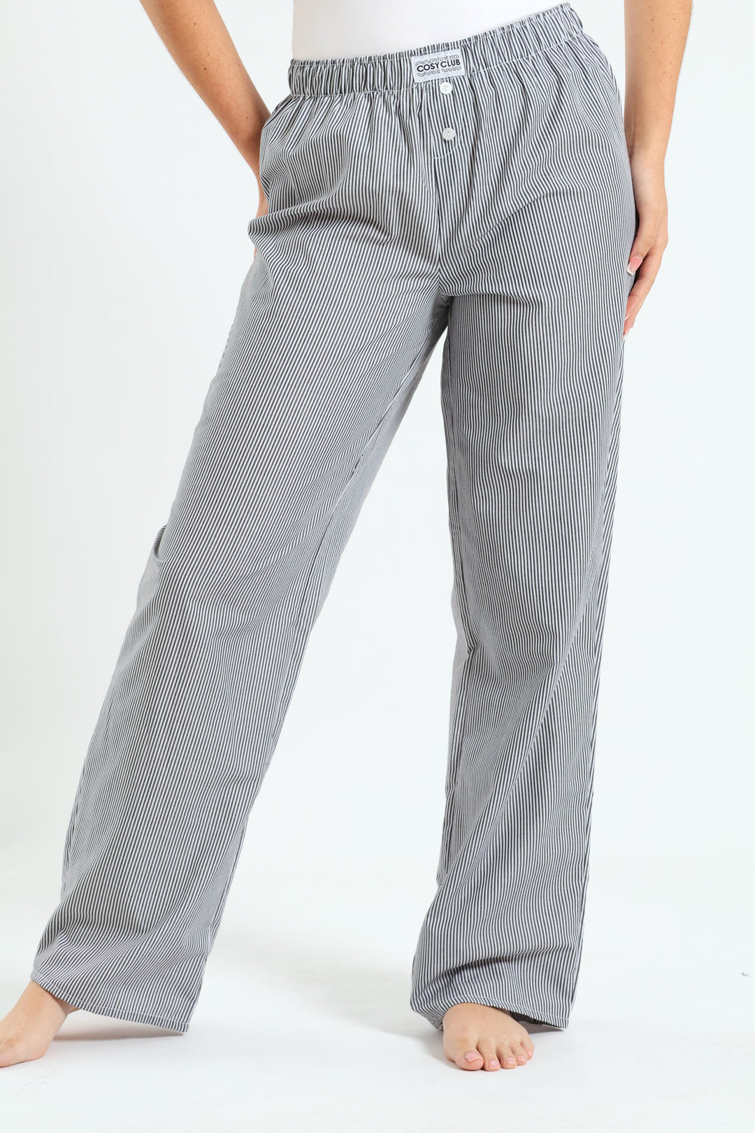 Woven Stripe Boxer Pants - Black/White