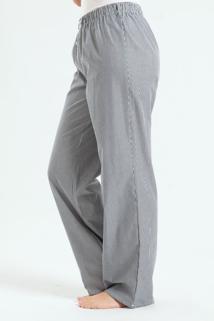 Woven Stripe Boxer Pants - Black/White