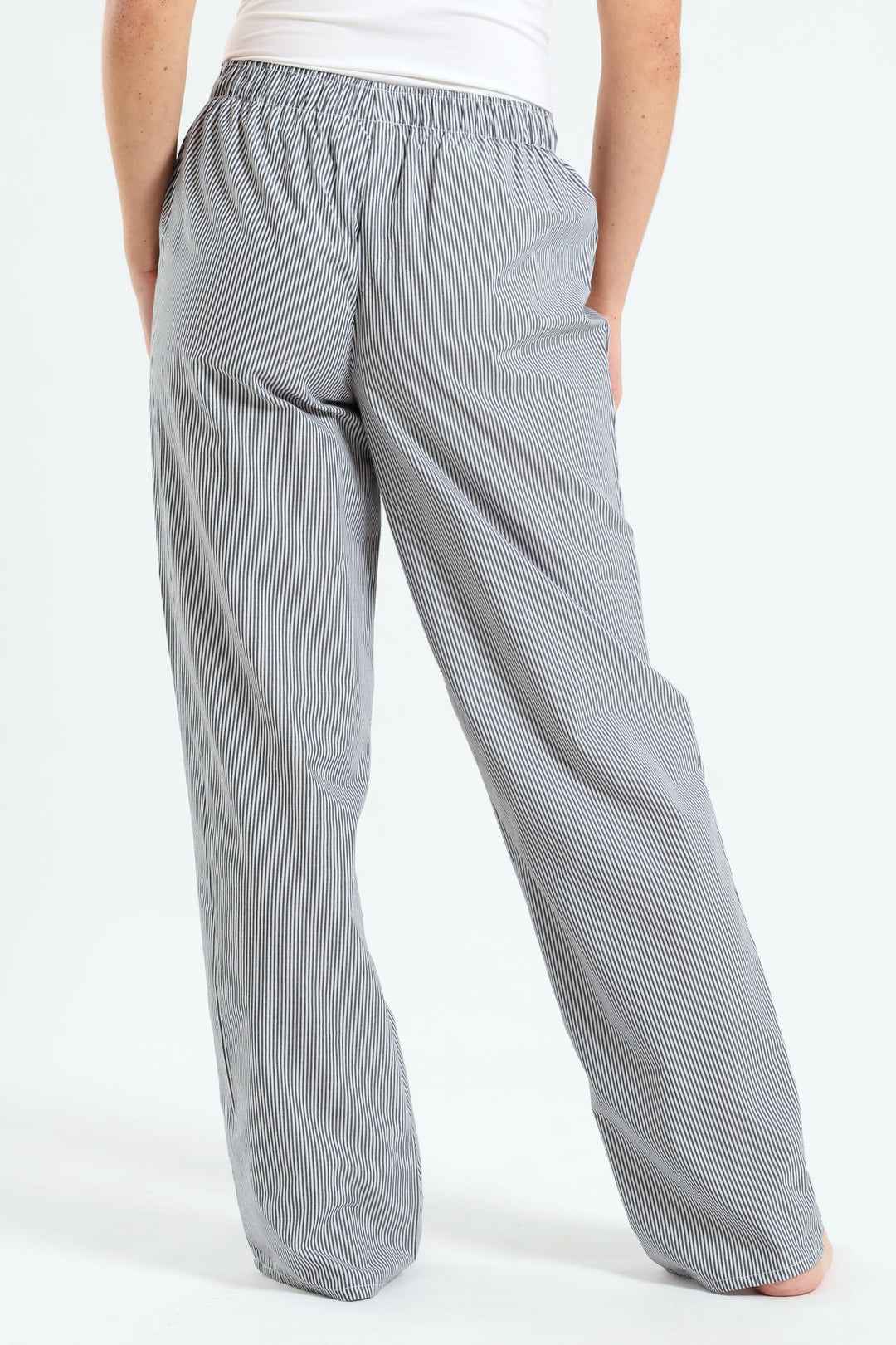 Woven Stripe Boxer Pants - Black/White