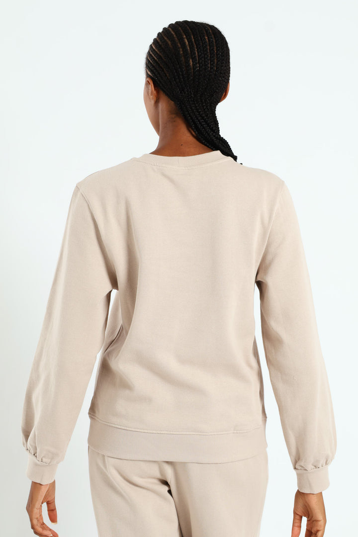 Shoulder Bead Detail Pullover - Bone