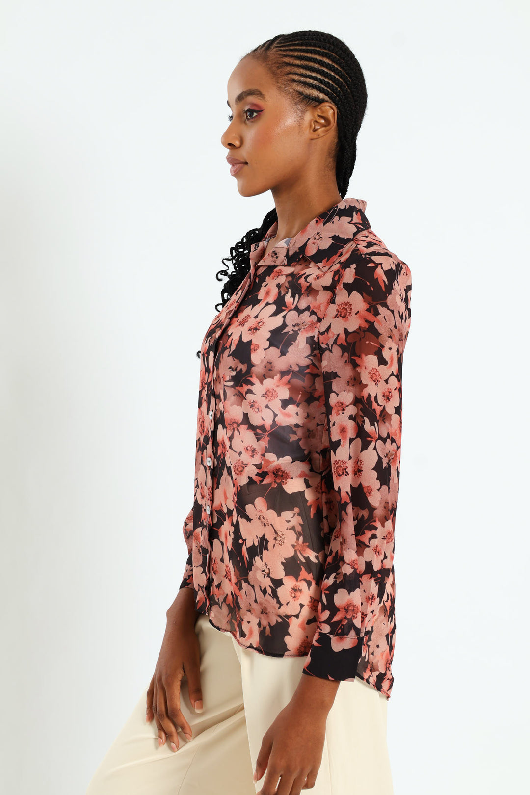 Rosy Chiffon Shirt - Black