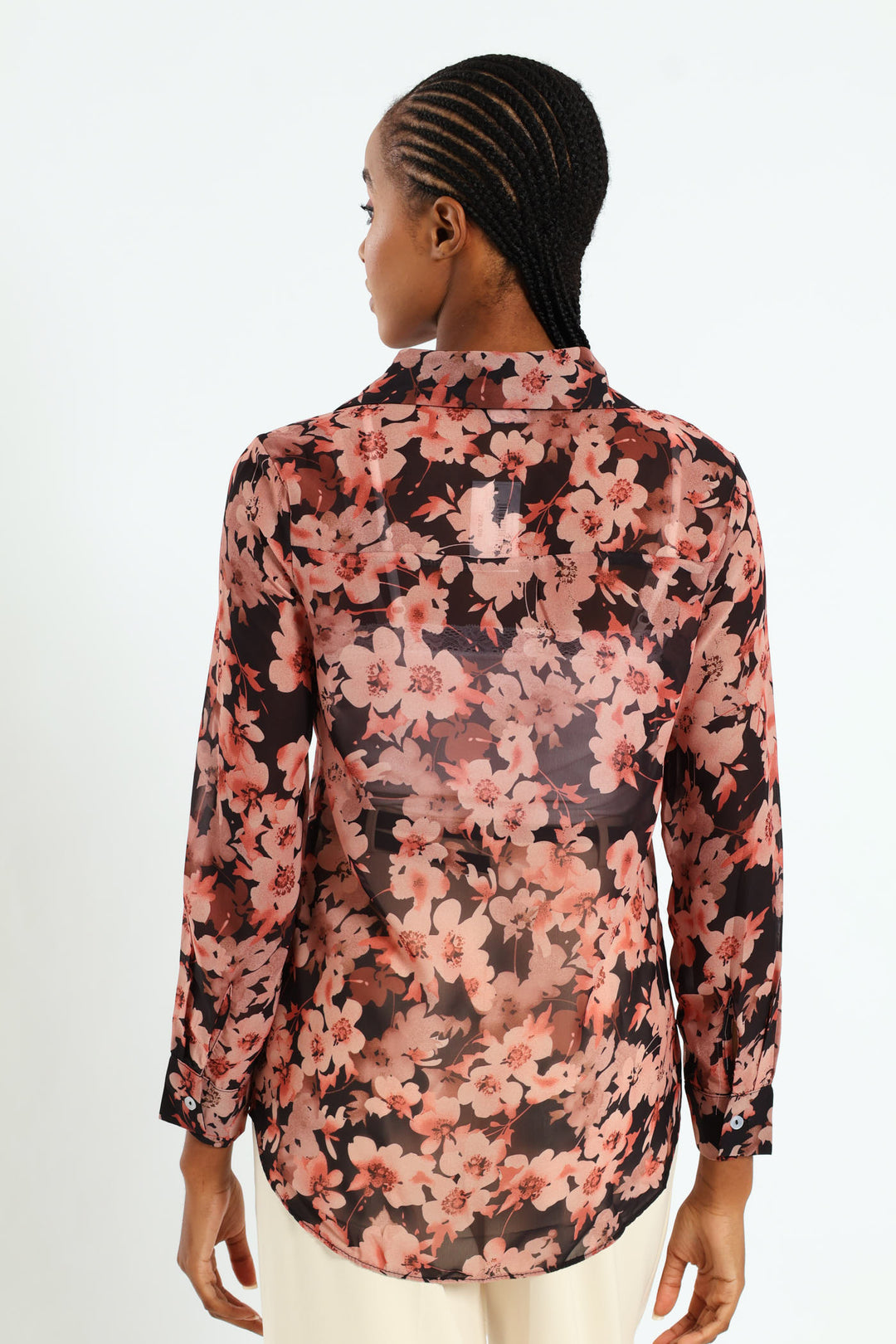 Rosy Chiffon Shirt - Black